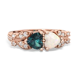 Alexandrite Diamond Butterflies 14K Rose Gold ring R5601