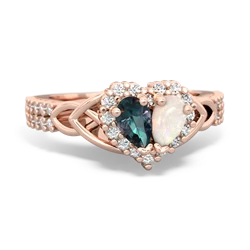 Alexandrite Celtic Knot Two Hearts As One 14K Rose Gold ring R2644HRT