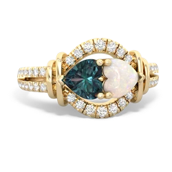 Alexandrite Art-Deco Keepsake 14K Yellow Gold ring R5630