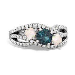 Alexandrite Three Stone Aurora 14K White Gold ring R3080