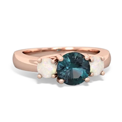 Alexandrite Three Stone Round Trellis 14K Rose Gold ring R4018