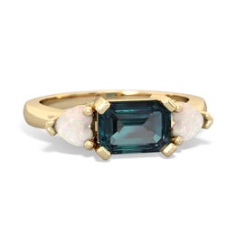 Alexandrite Three Stone 14K Yellow Gold ring R5235