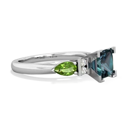 Alexandrite 6Mm Princess Eternal Embrace Engagement 14K White Gold ring C2002