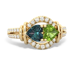 Alexandrite Art-Deco Keepsake 14K Yellow Gold ring R5630