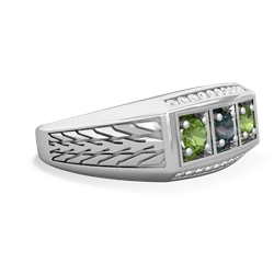 Alexandrite Three Stone Tire Tread Men's 14K White Gold ring R0520