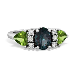 Alexandrite Antique Style Three Stone 14K White Gold ring R2186