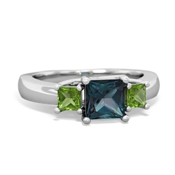 Alexandrite Three Stone Trellis 14K White Gold ring R4015