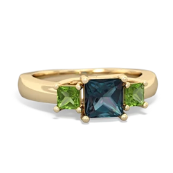 Alexandrite Three Stone Trellis 14K Yellow Gold ring R4015