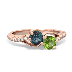 Alexandrite Infinity Pave Two Stone 14K Rose Gold ring R5285