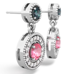 Alexandrite Halo Dangle 14K White Gold earrings E5319