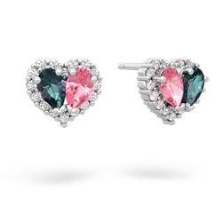 Alexandrite Halo 14K White Gold earrings E7008