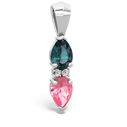 Alexandrite Bowtie Drop 14K White Gold pendant P0865