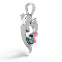 Alexandrite Dolphin Heart 14K White Gold pendant P5820