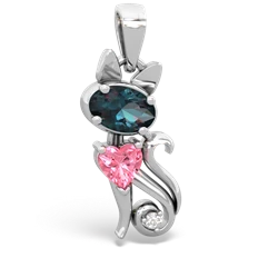 Alexandrite Kitten 14K White Gold pendant P5780