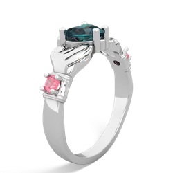 Alexandrite Claddagh Keepsake 14K White Gold ring R5245