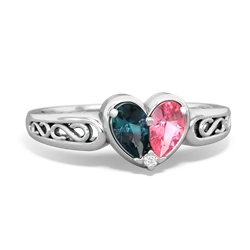 Alexandrite Filligree 'One Heart' 14K White Gold ring R5070