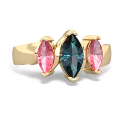 Alexandrite Three Peeks 14K Yellow Gold ring R2433