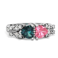 Alexandrite Diamond Butterflies 14K White Gold ring R5601