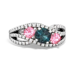 Alexandrite Three Stone Aurora 14K White Gold ring R3080