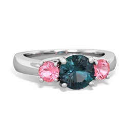 Alexandrite Three Stone Round Trellis 14K White Gold ring R4018