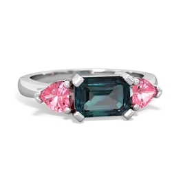 Alexandrite Three Stone 14K White Gold ring R5235