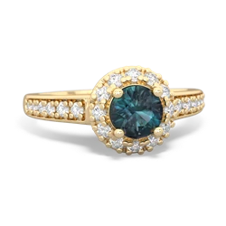 Alexandrite Diamond Halo 14K Yellow Gold ring R5370