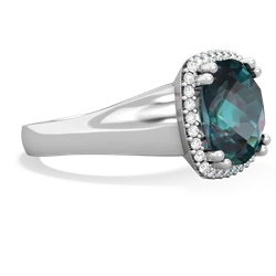 Alexandrite Halo Cocktail 14K White Gold ring R2544