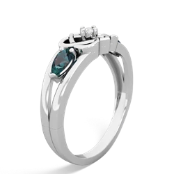 Alexandrite Hearts Intertwined 14K White Gold ring R5880