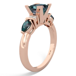 Alexandrite 6Mm Princess Eternal Embrace Engagement 14K Rose Gold ring C2002