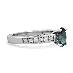 Alexandrite Art Deco Engagement 7X5mm Oval 14K White Gold ring R26357VL