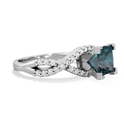 Alexandrite Diamond Twist 6Mm Princess Engagment  14K White Gold ring R26406SQ