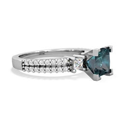 Alexandrite Classic 6Mm Princess Engagement 14K White Gold ring R26436SQ