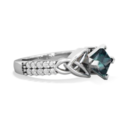 Alexandrite Celtic Knot 5Mm Square Engagement 14K White Gold ring R26445SQ