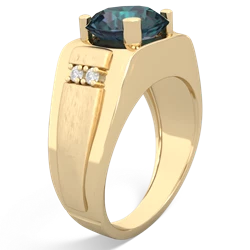 Alexandrite Men's 9Mm Round 14K Yellow Gold ring R1822