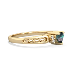 Alexandrite Filligree Scroll Heart 14K Yellow Gold ring R2429