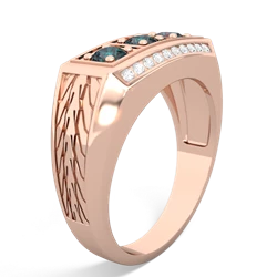 Alexandrite Three Stone Tire Tread Men's 14K Rose Gold ring R0520