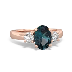 Alexandrite Diamond Three Stone Oval Trellis 14K Rose Gold ring R4024