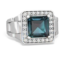 Alexandrite Men's Watch 14K White Gold ring R0510