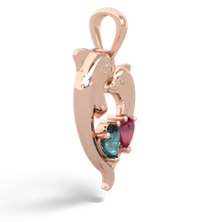 Alexandrite Dolphin Heart 14K Rose Gold pendant P5820