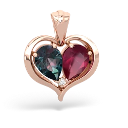 Alexandrite Two Become One 14K Rose Gold pendant P5330