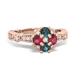 Alexandrite Sparkling Tiara Cluster 14K Rose Gold ring R26293RD