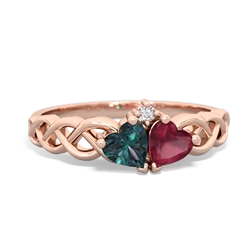 Alexandrite Heart To Heart Braid 14K Rose Gold ring R5870