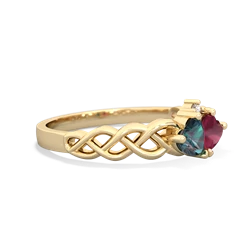 Alexandrite Heart To Heart Braid 14K Yellow Gold ring R5870