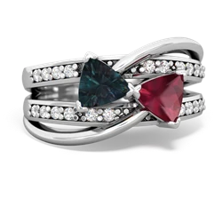 Alexandrite Bowtie 14K White Gold ring R2360