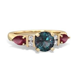 Alexandrite 6Mm Round Eternal Embrace Engagement 14K Yellow Gold ring R2005