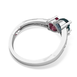 Alexandrite Snuggling Hearts 14K White Gold ring R2178