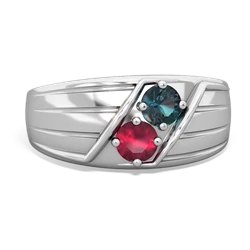 Alexandrite Men's Streamline 14K White Gold ring R0460