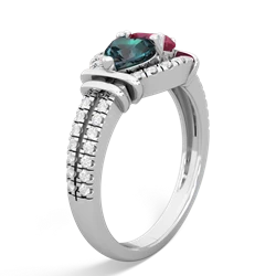 Alexandrite Art-Deco Keepsake 14K White Gold ring R5630