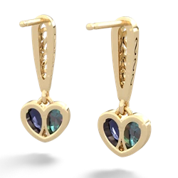 Alexandrite Filligree Heart 14K Yellow Gold earrings E5070