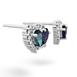 Alexandrite Halo 14K White Gold earrings E7008